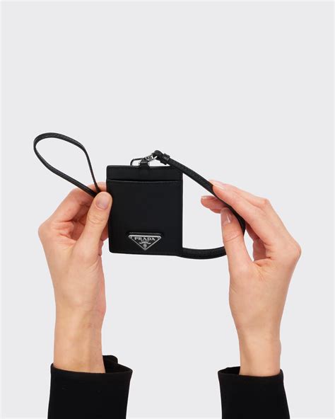 prada 1mc007|Black Saffiano Leather Badge Holder .